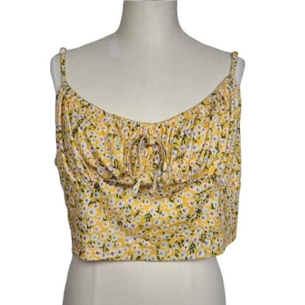 Shein Yellow Floral Adjustable Spaghetti Strap Crop Top 3XL